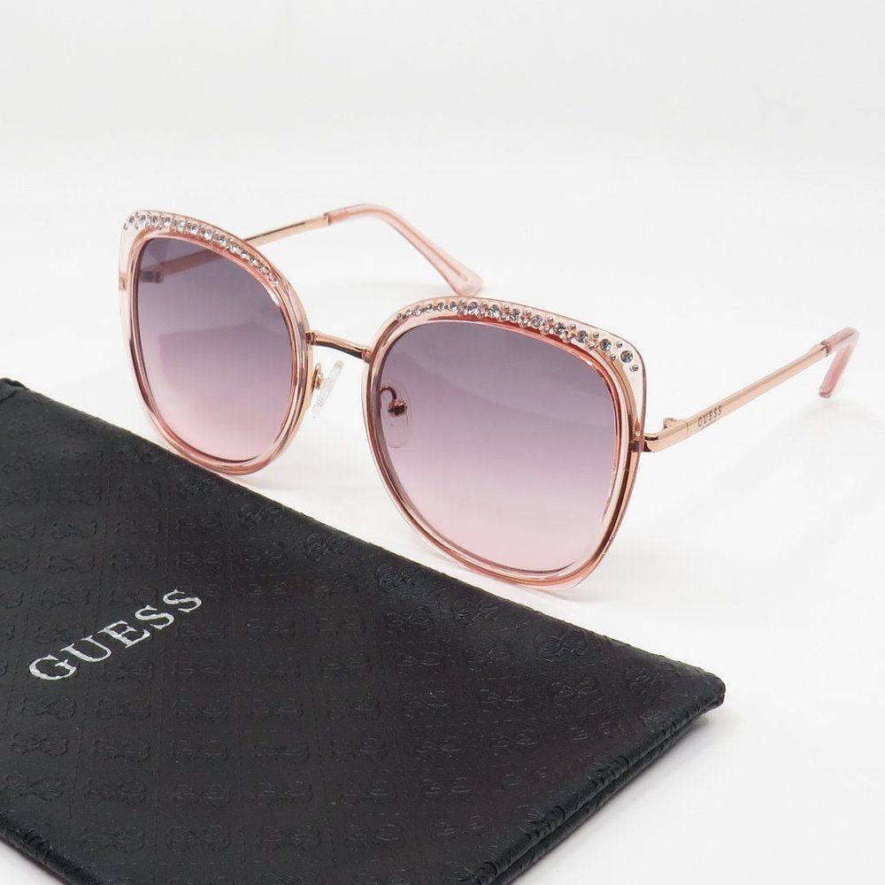 Guess New GF0381/S 72T Pink/Bordeaux Gradient Metal Sunglasses.